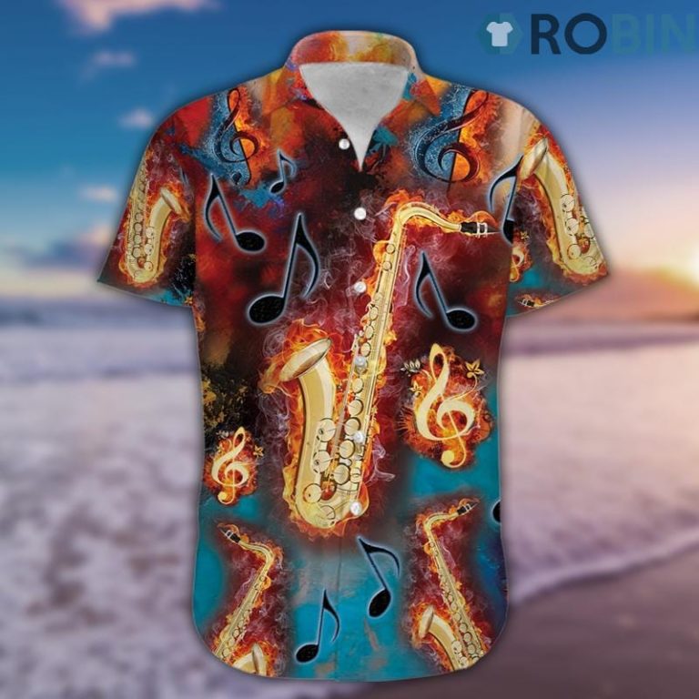 Burning Melodies Of Saxophone Hawaiian Shirt