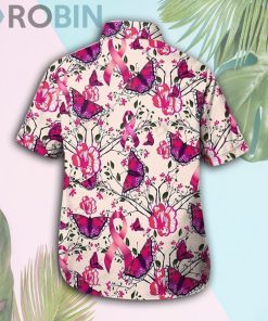 Butterflies Breast Cancer Awareness Hawaiian Shirt & Shorts