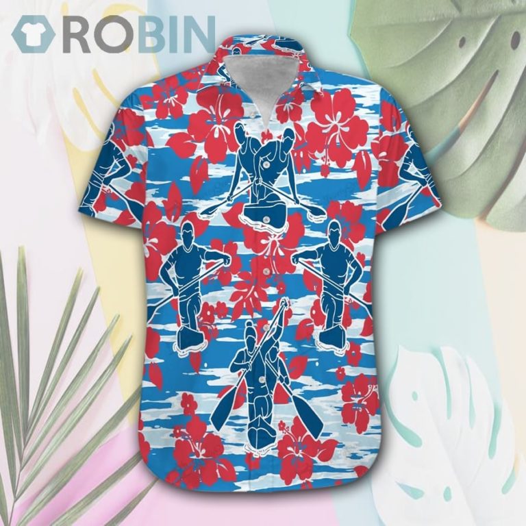 Canoeing Red Hibiscus Hawaii Shirt & Shorts