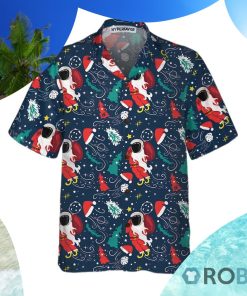 Cartoon Santa Claus Flying In Space Christmas Hawaiian Shirt