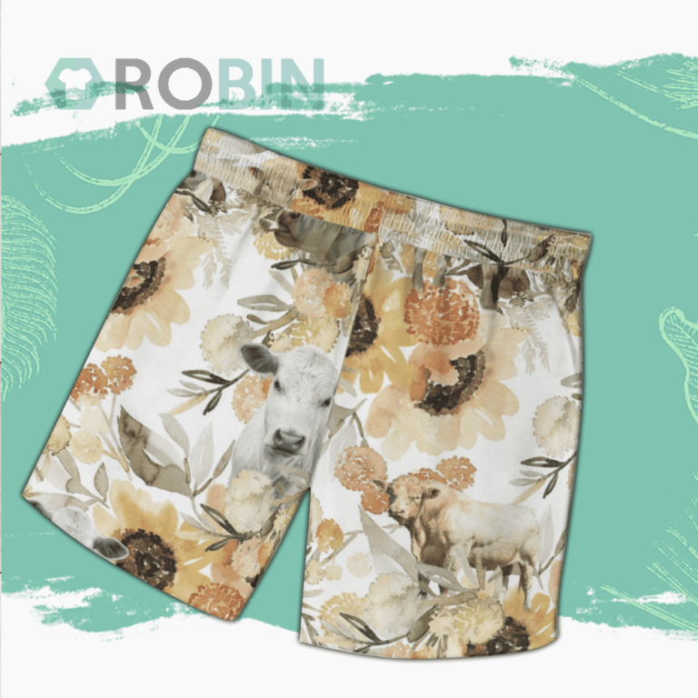 Charolais Cattle Loves Hawaiian Shirts Beach Short