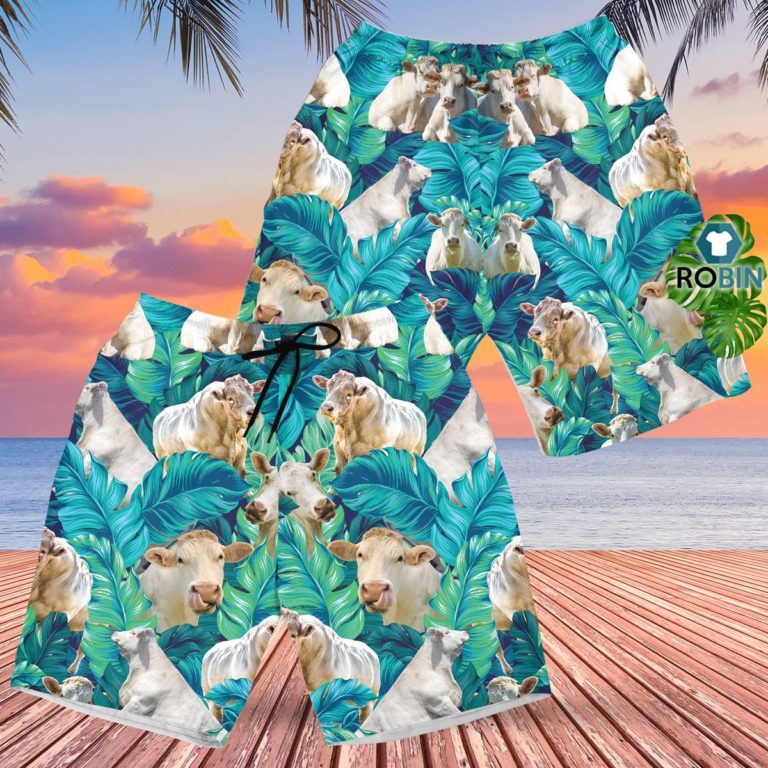 Charolais Cattle Shorts Charolais Cattle Lovers Hawaiian Shorts
