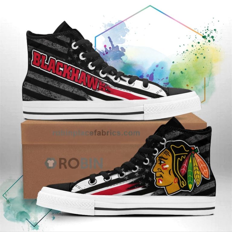 Chicago Blackhawks High Top Shoes Custom American Flag Sneakers