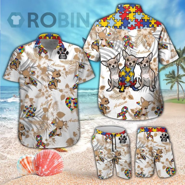 Chihuahua Autism Hawaiian Shirt & Shorts Set