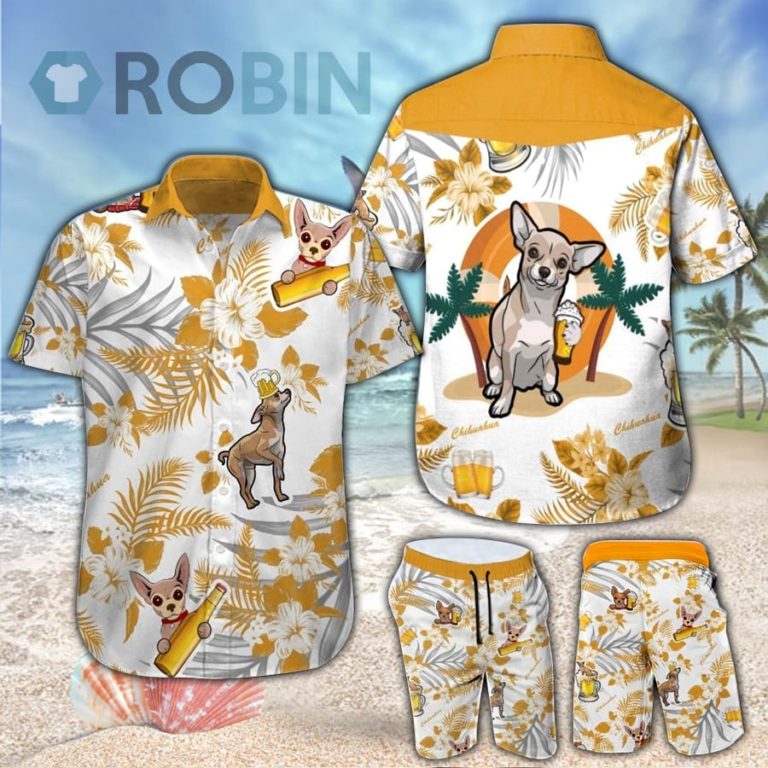 Chihuahua & Beer Hawaiian Shirt & Shorts Set