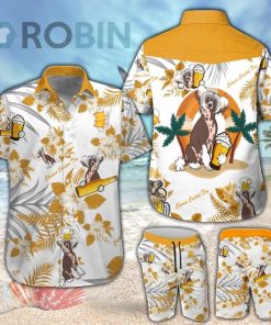 Chinese Crested Dog & Beer Hawaiian Shirt & Shorts Set