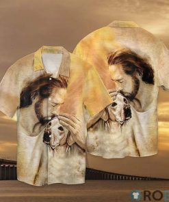 Christian Jesus love Labrador Dog Aloha Shirt, Short Sleeve Button-up Shirt