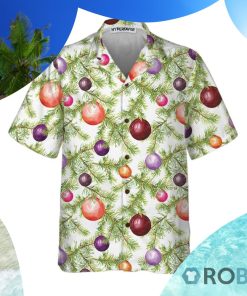 Christmas Baubles And Fir Tree Twigs Hawaiian Shirt