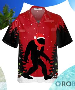 Christmas Bigfoot In The Forest Hawaiian Shirt