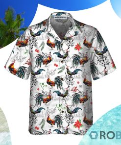 Christmas Chicken With Poinsettia Flower Hawaiian Shirt Christmas Chicken With Poinsettia Flower Hawaiian Shirt