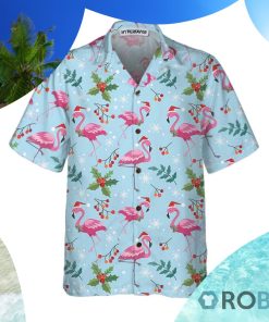 Christmas Flamingo Seamless Pattern Hawaiian Shirt