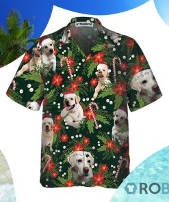 Christmas Labrador Retriever With Poinsettia Flower Hawaiian Shirt Christmas Labrador Retriever With Poinsettia Flower Hawaiian Shirt