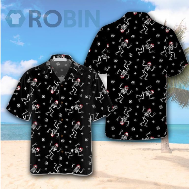 Christmas Rock Hawaiian Shirt Funny Christmas Skeleton Shirt