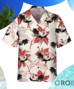 Christmas Rooster And Poinsettia Hawaiian Shirt