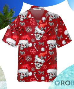 Christmas Skulls With Candy Canes Red Version Christmas Hawaiian Shirt