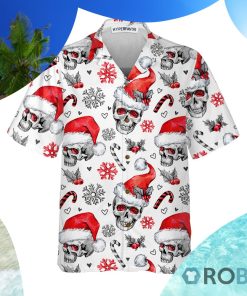 Christmas Skulls With Candy Canes White Version Christmas Hawaiian Shirt