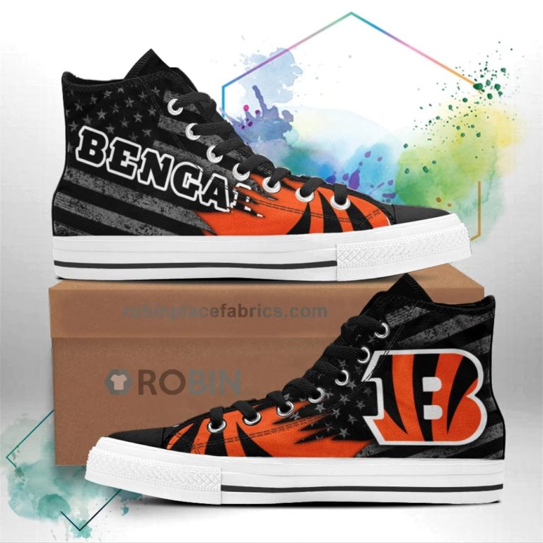Cincinnati Bengals High Top Shoes Custom American Flag Sneakers