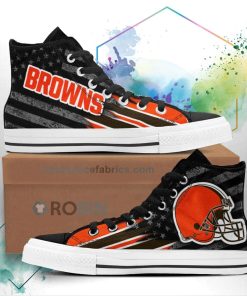 Cleveland Browns High Top Shoes Custom American Flag Sneakers