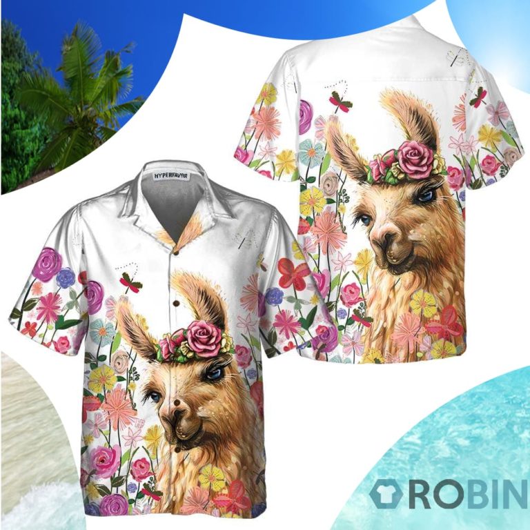 Colorful Flower With Alpaca Hawaiian Shirt