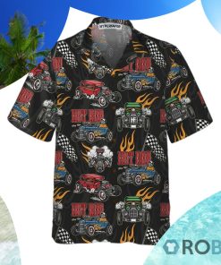 Colorful Hot Rod Pattern Hawaiian Shirt Racing Hot Rod Shirt