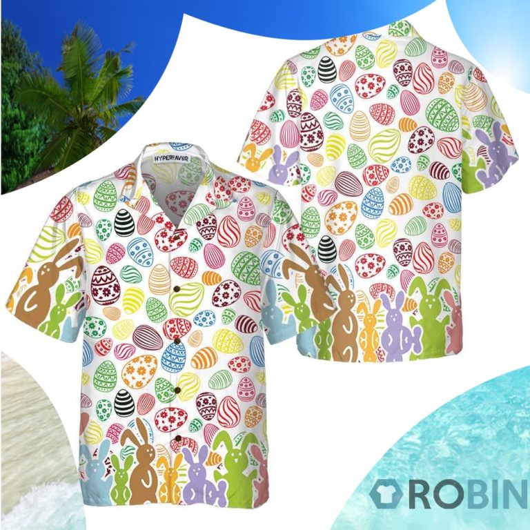 Colorful Rabbits And Easter Eggs Seamless Pattern Hawaiian Shirt