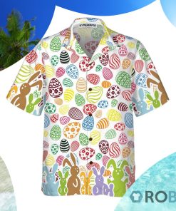 Colorful Rabbits And Easter Eggs Seamless Pattern Hawaiian Shirt
