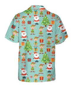 Colorful Santa Helper Pattern Hawaiian Shirt
