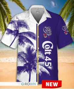 Colt 45 Malt Liquor Palm Tree Hawaiian Shirt