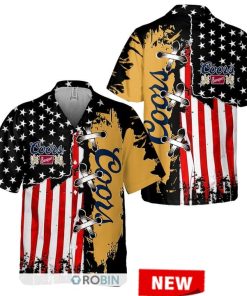 Coors Banquet American Flag Hawaiian Shirt