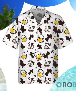 Cow And Beer Mug Seamless Pattern Cow Hawaiian Shirt