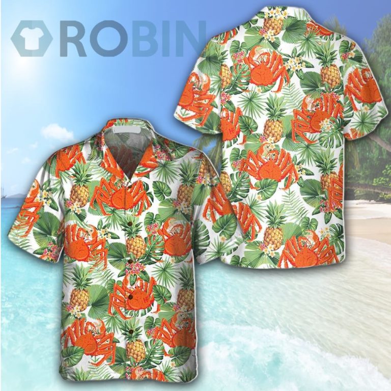 Crab And Tropical Pineapple Pattern Hawaiian Shirt