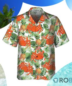 Crab And Tropical Pineapple Pattern Hawaiian Shirt