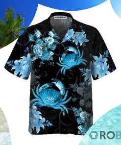Crab In Blue Hawaiian Shirt Floral Crab Hawaiian Shirt Crab In Blue Hawaiian Shirt Floral Crab Hawaiian Shirt