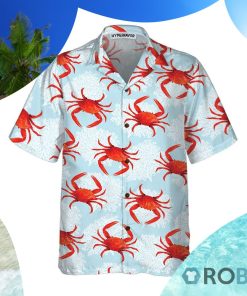 Crab On Light Blue Hawaiian Shirt