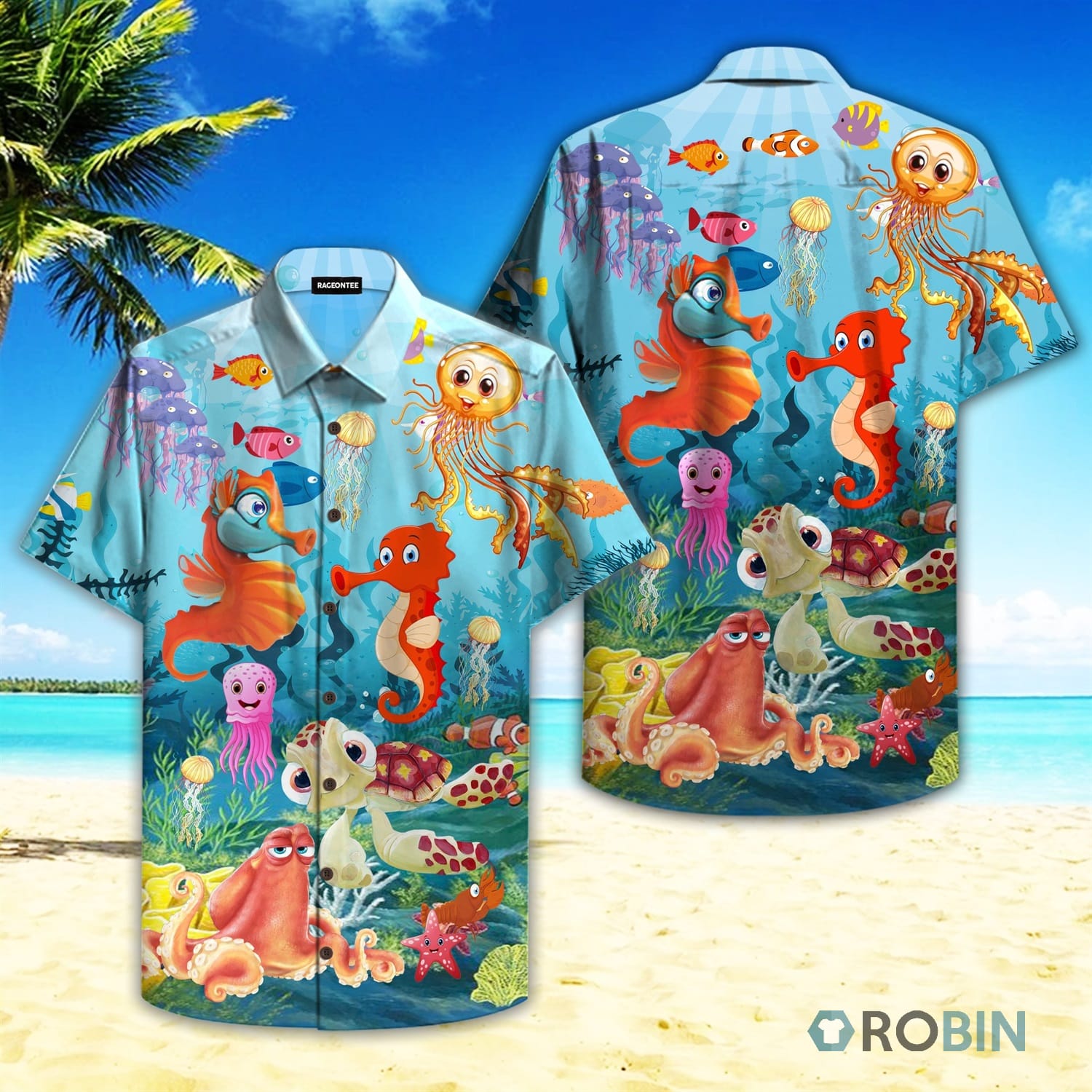 Crazy Funny Under The Ocean Life Hawaiian Shirt, Casual Button-up Shirt ...