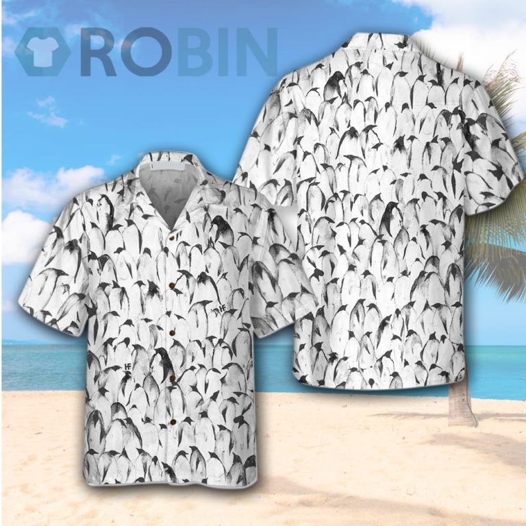 Crowd Penguin Seamless Pattern Penguin Hawaiian Shirt