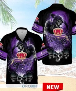 Crown Royal And Death Button Up Aloha Shirt