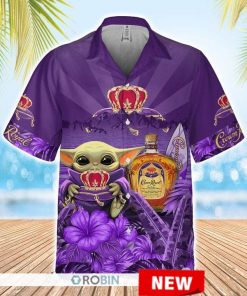 Crown Royal Baby Yoda Short Sleeve Hawaiian Shirt