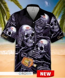 crown royal skull button up shirt