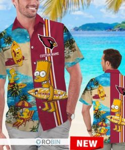 Custom Name Arizona Cardinals Bart Simpson Hawaiian Shirt