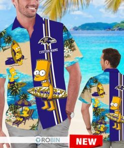 Custom Name Baltimore Ravens Bart Simpson Hawaiian Shirt Custom Name Baltimore Ravens Bart Simpson Hawaiian Shirt