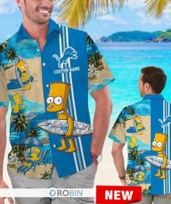 Custom Name Detroit Lions Bart Simpson Hawaiian Shirt