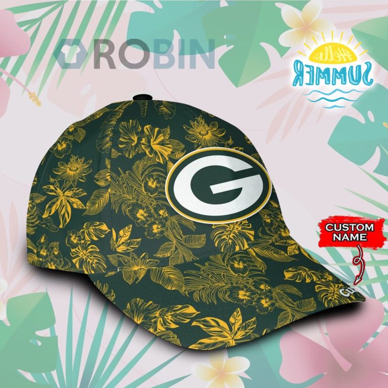 Custom Name Green Bay Packers Tropical Hawaiian Classic Baseball Cap Hat