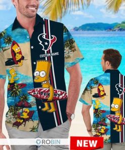 Custom Name Houston Texans Bart Simpson Hawaiian Shirt Custom Name Houston Texans Bart Simpson Hawaiian Shirt
