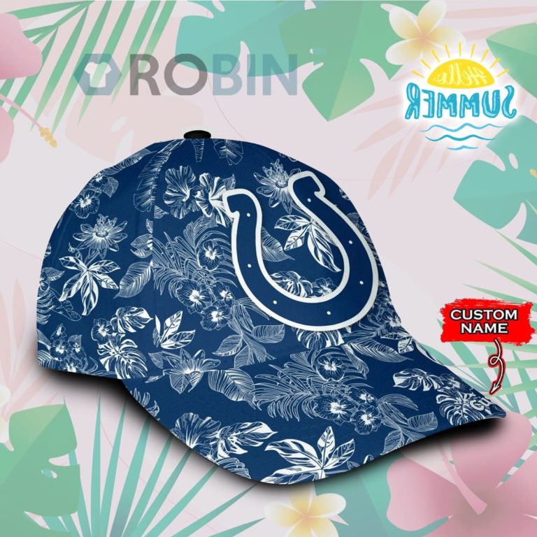Custom Name Indianapolis Colts Tropical Hawaiian Classic Baseball Cap Hat