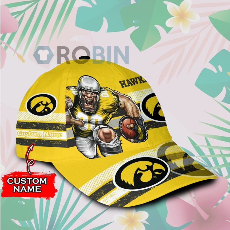 Custom Name Iowa Hawkeyes Mascot Vintage Design Classic Baseball Cap Hat