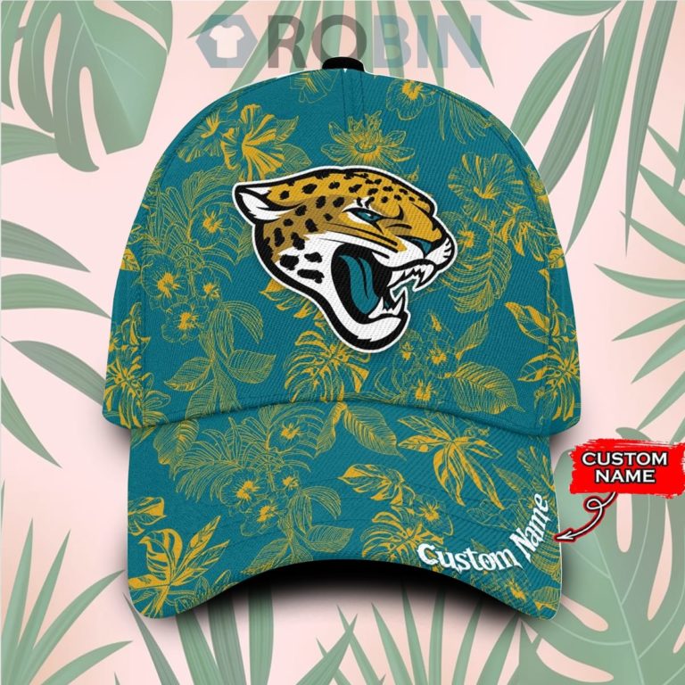 Custom Name Jacksonville Jaguars Tropical Hawaiian Classic Baseball Cap Hat