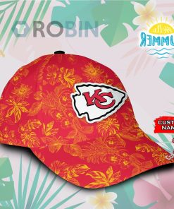 Custom Name Kansas City Chiefs Tropical Hawaiian Classic Baseball Cap Hat