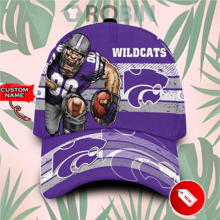 Custom Name Kansas State Wildcats Mascot Vintage Design Classic Baseball Cap Hat