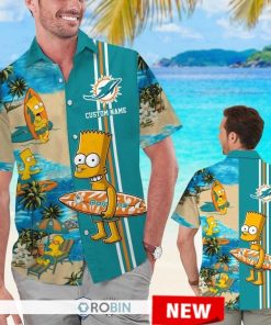 Custom Name Miami Dolphins Bart Simpson Hawaiian Shirt